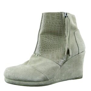 TOMS ‎ Women Ankle Boots Brown Suede Zip Size 8 Medium